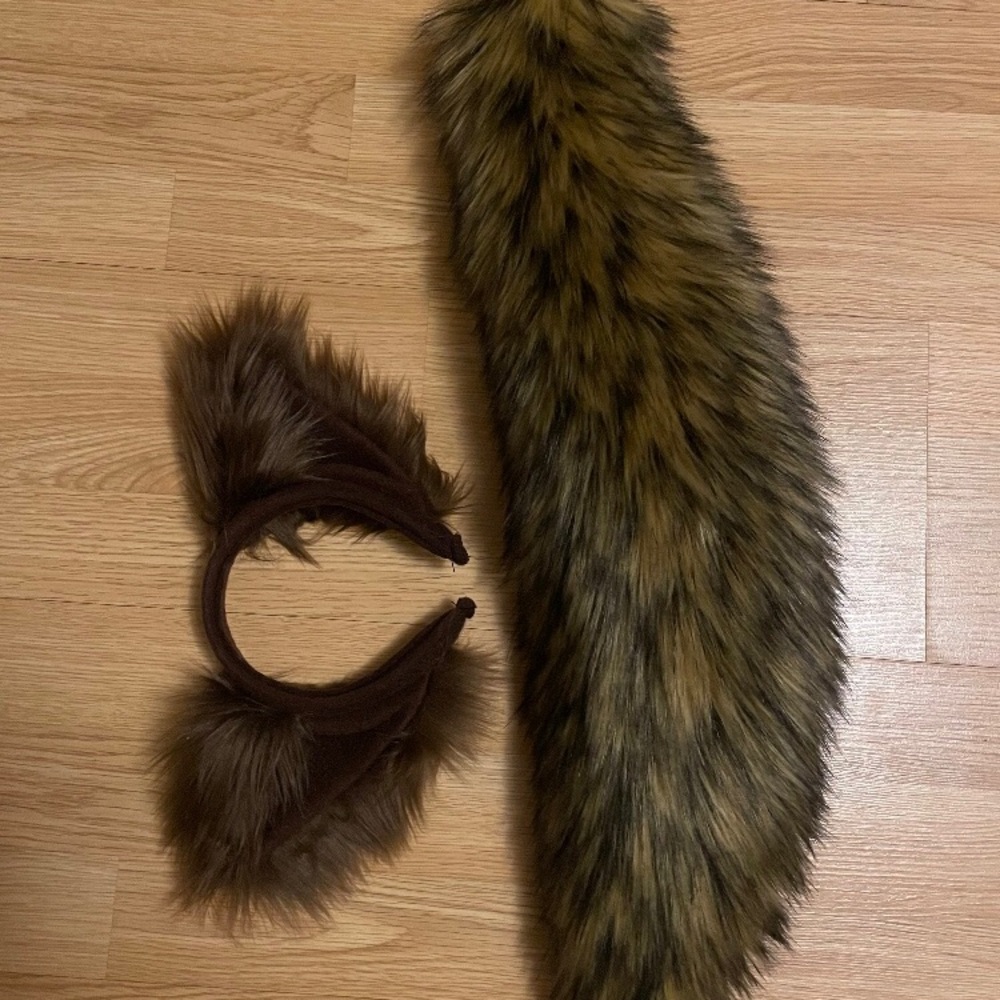 PawStar furry timber wolf tail and ears for costume